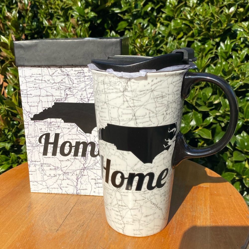 Cypress Refresh Home NC 'Home' Ceramic Travel  Mug with Map & State New With Box